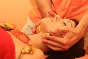 Amber therapy procedure in Amorette SPA at the Europa City Riga Hotel